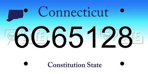 6C65128 Connecticut License Plate
