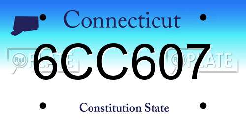 6CC607 Connecticut License Plate