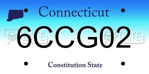 6CCG02 Connecticut License Plate
