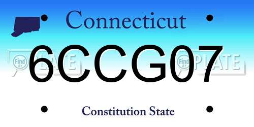 6CCG07 Connecticut License Plate