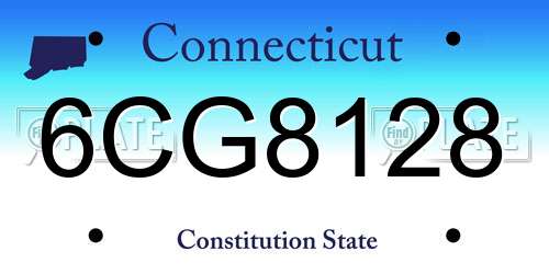 6CG8128 Connecticut License Plate