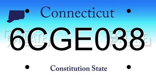 6CGE038 Connecticut License Plate