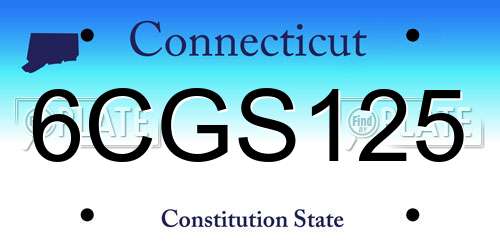 6CGS125 Connecticut License Plate
