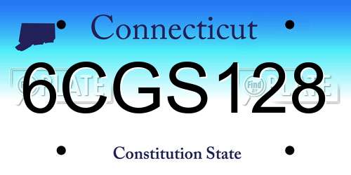 6CGS128 Connecticut License Plate