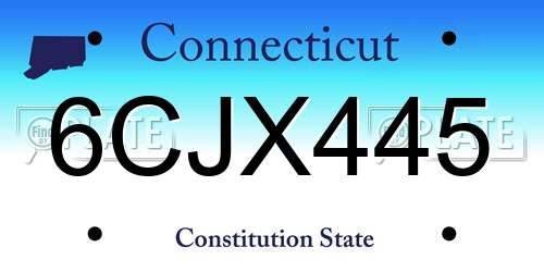 6CJX445 Connecticut License Plate