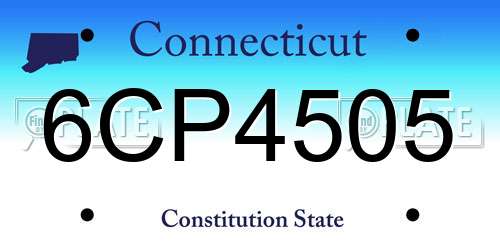 6CP4505 Connecticut License Plate
