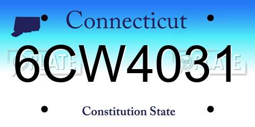 6CW4031 Connecticut License Plate