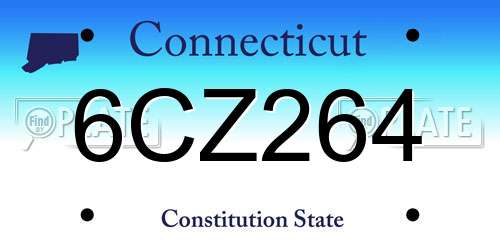 6CZ264 Connecticut License Plate