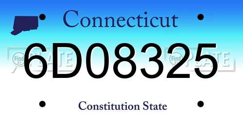 6D08325 Connecticut License Plate