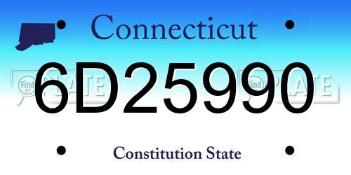 6D25990 Connecticut License Plate