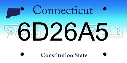 6D26A5 Connecticut License Plate