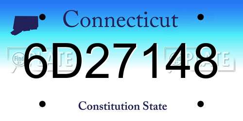 6D27148 Connecticut License Plate