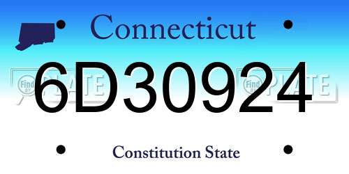 6D30924 Connecticut License Plate