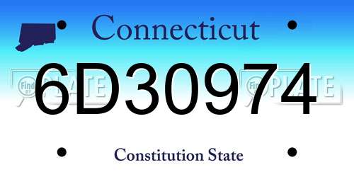 6D30974 Connecticut License Plate