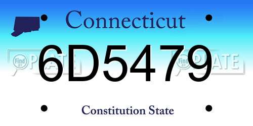 6D5479 Connecticut License Plate