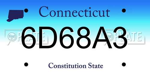 6D68A3 Connecticut License Plate