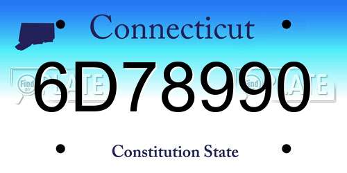 6D78990 Connecticut License Plate