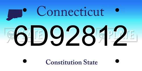 6D92812 Connecticut License Plate