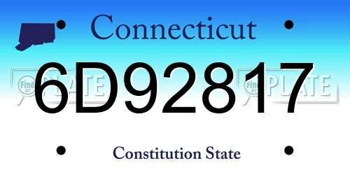 6D92817 Connecticut License Plate