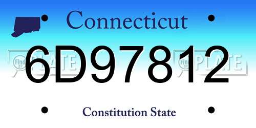 6D97812 Connecticut License Plate