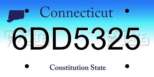 6DD5325 Connecticut License Plate