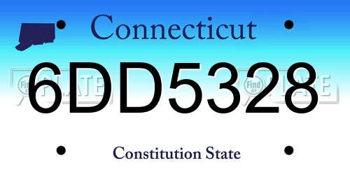 6DD5328 Connecticut License Plate