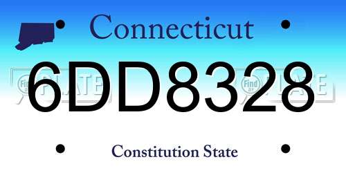 6DD8328 Connecticut License Plate