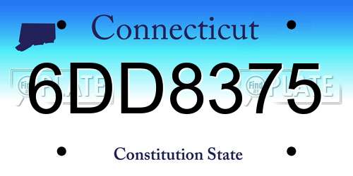 6DD8375 Connecticut License Plate