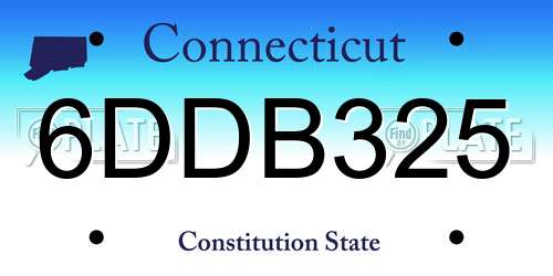 6DDB325 Connecticut License Plate