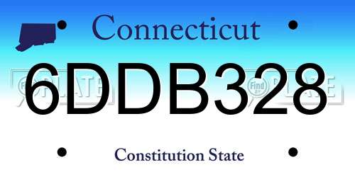 6DDB328 Connecticut License Plate