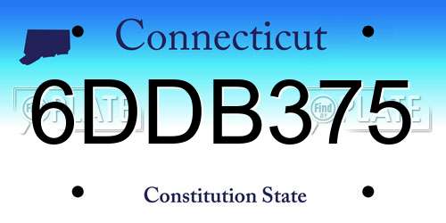 6DDB375 Connecticut License Plate