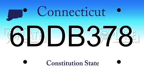 6DDB378 Connecticut License Plate