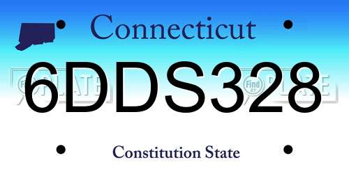 6DDS328 Connecticut License Plate