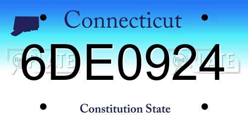 6DE0924 Connecticut License Plate