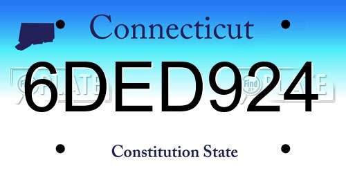 6DED924 Connecticut License Plate