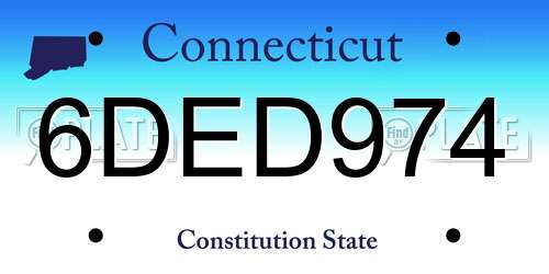 6DED974 Connecticut License Plate