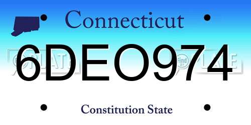 6DEO974 Connecticut License Plate