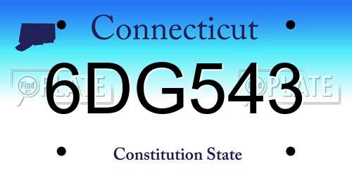 6DG543 Connecticut License Plate