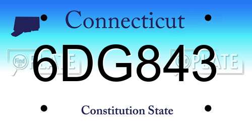 6DG843 Connecticut License Plate