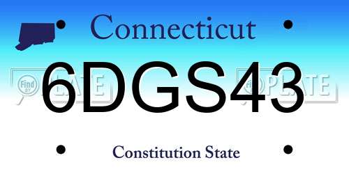 6DGS43 Connecticut License Plate