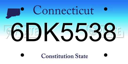 6DK5538 Connecticut License Plate