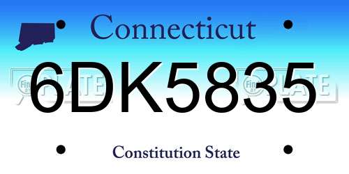6DK5835 Connecticut License Plate