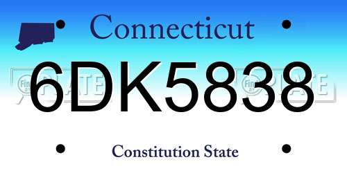 6DK5838 Connecticut License Plate