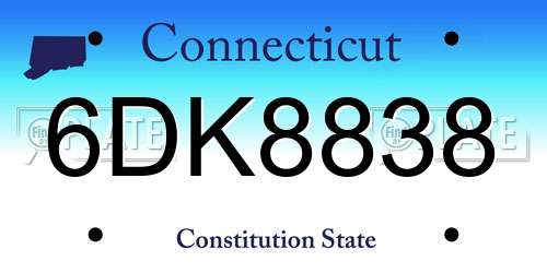 6DK8838 Connecticut License Plate