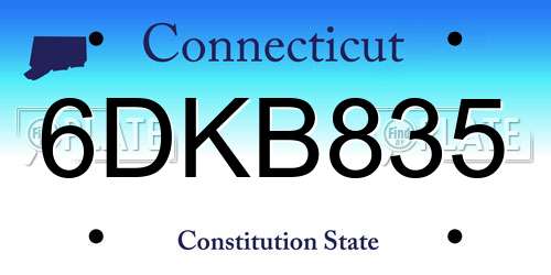 6DKB835 Connecticut License Plate