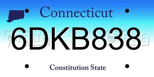 6DKB838 Connecticut License Plate