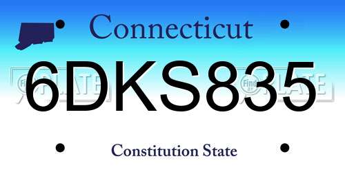 6DKS835 Connecticut License Plate
