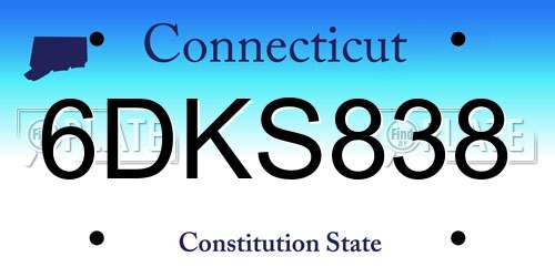 6DKS838 Connecticut License Plate