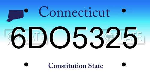 6DO5325 Connecticut License Plate
