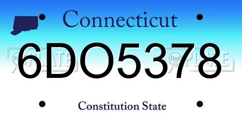 6DO5378 Connecticut License Plate